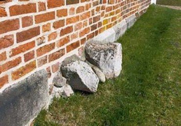 Sokkel på gammel rye kirke